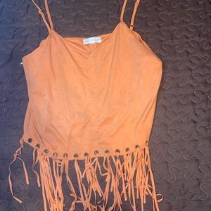 Coral fringe top